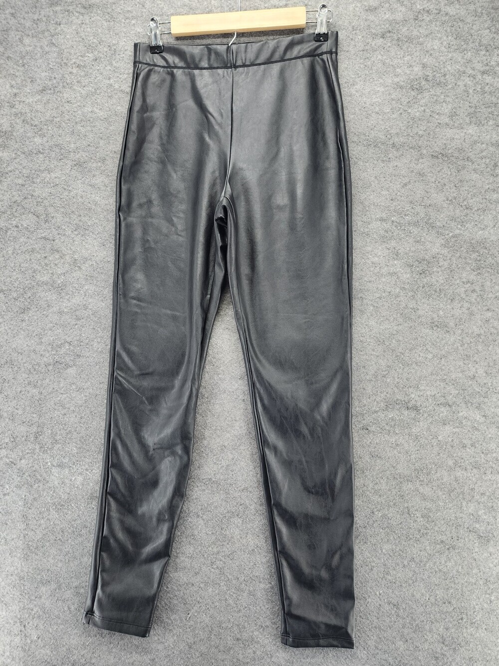 Express Pants Womens Medium Pull On Faux Leather Black High Rise